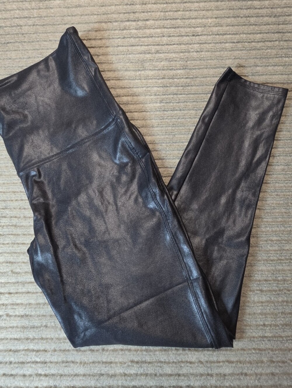 Spanx Faux Leather Black Leggings Size XL